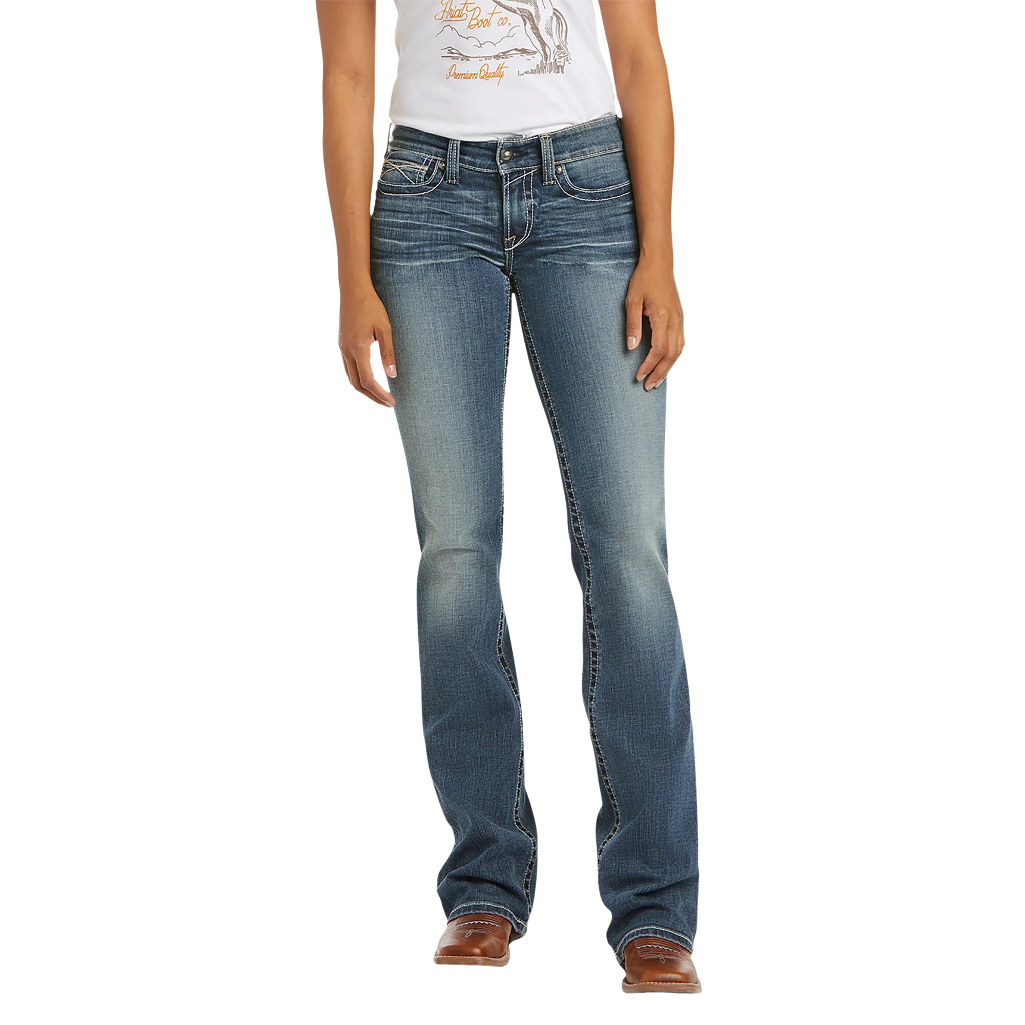 Whipstitch Bootcut Jeans - Rainstorm