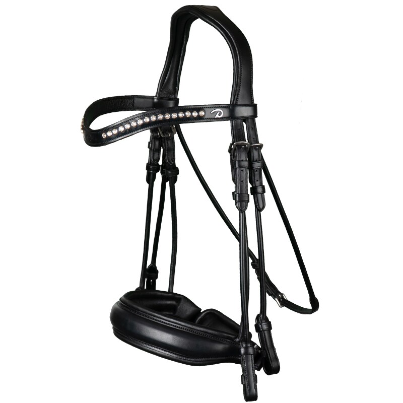 Round Sewn Double Bridle - Black