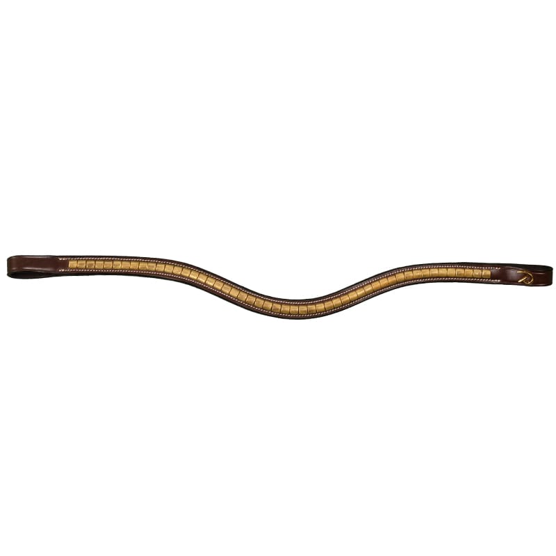 Curved Browband With Clinchers - Brown/Brass