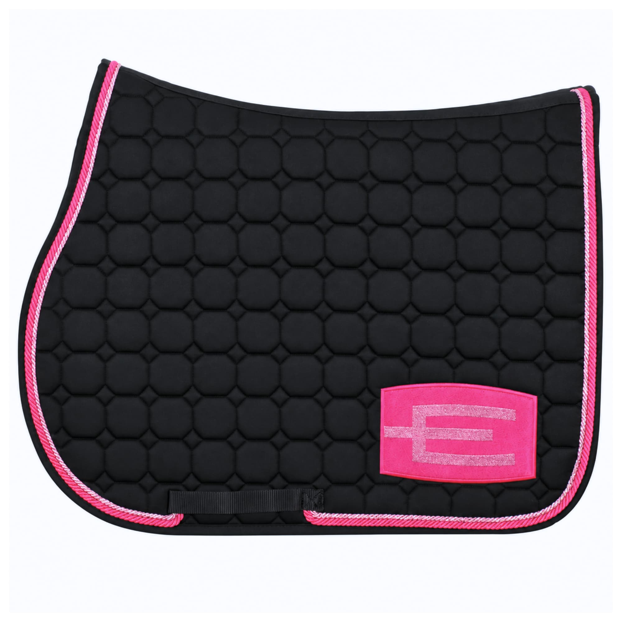 Jumping Saddle Pad Glitter E-logo - Black/Hot Pink