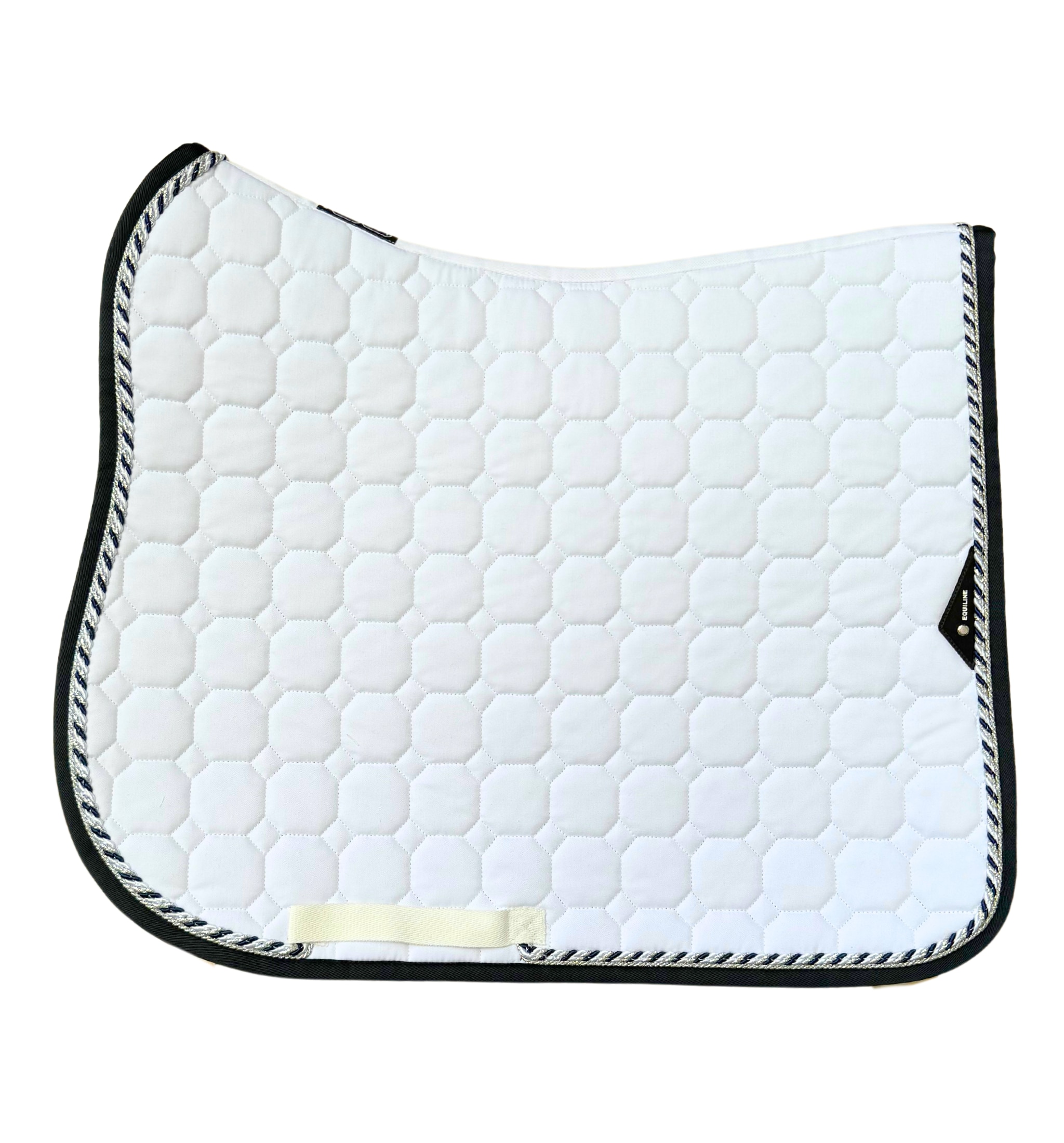 Octagon Dressage Saddle Pad - White Navy/Silver/Glitter