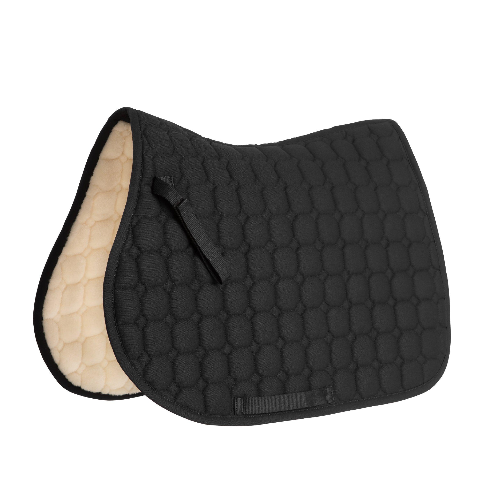 Octagon Faux Fur Jumping Saddle Pad - Black
