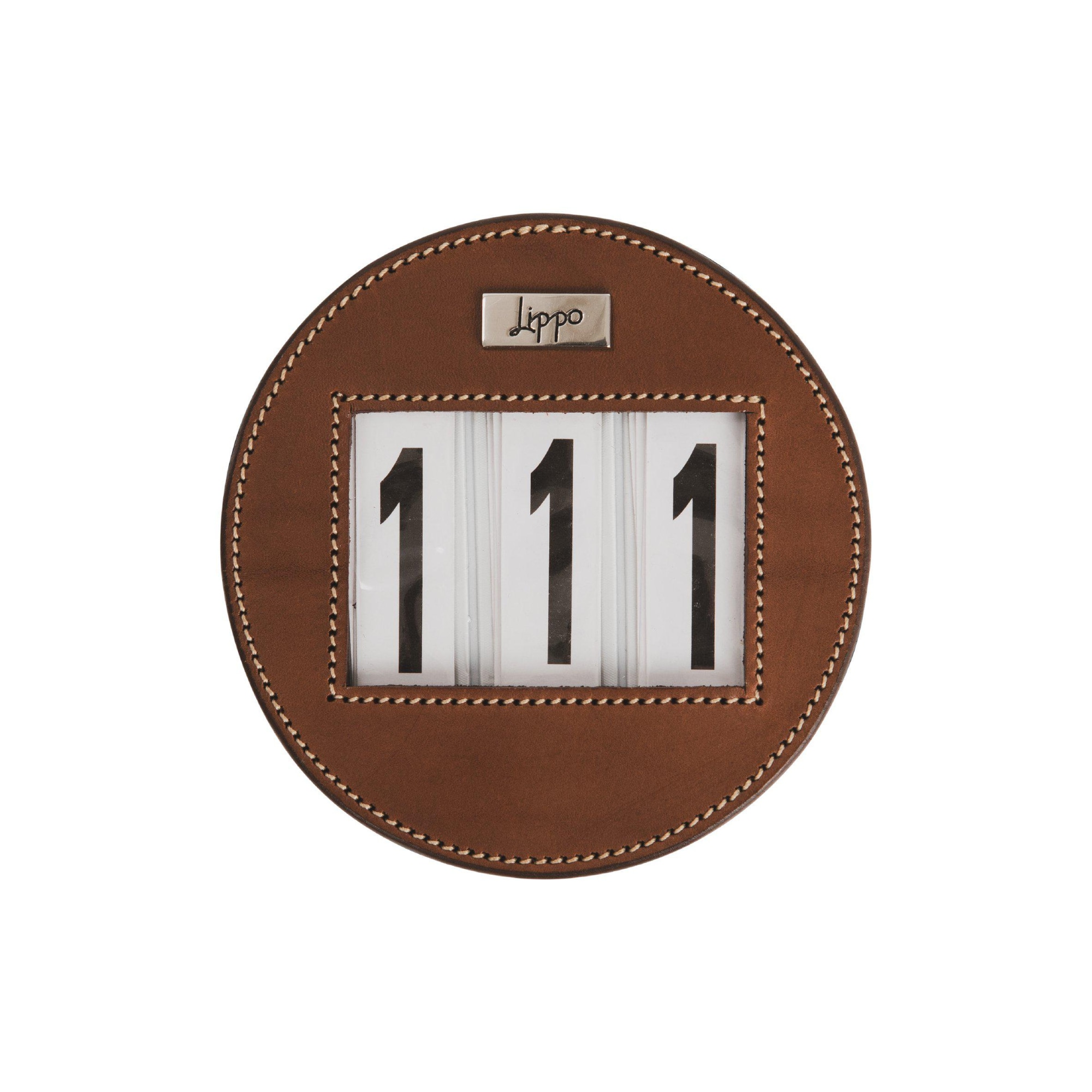 Round Number Holder Leather - Oak Bark