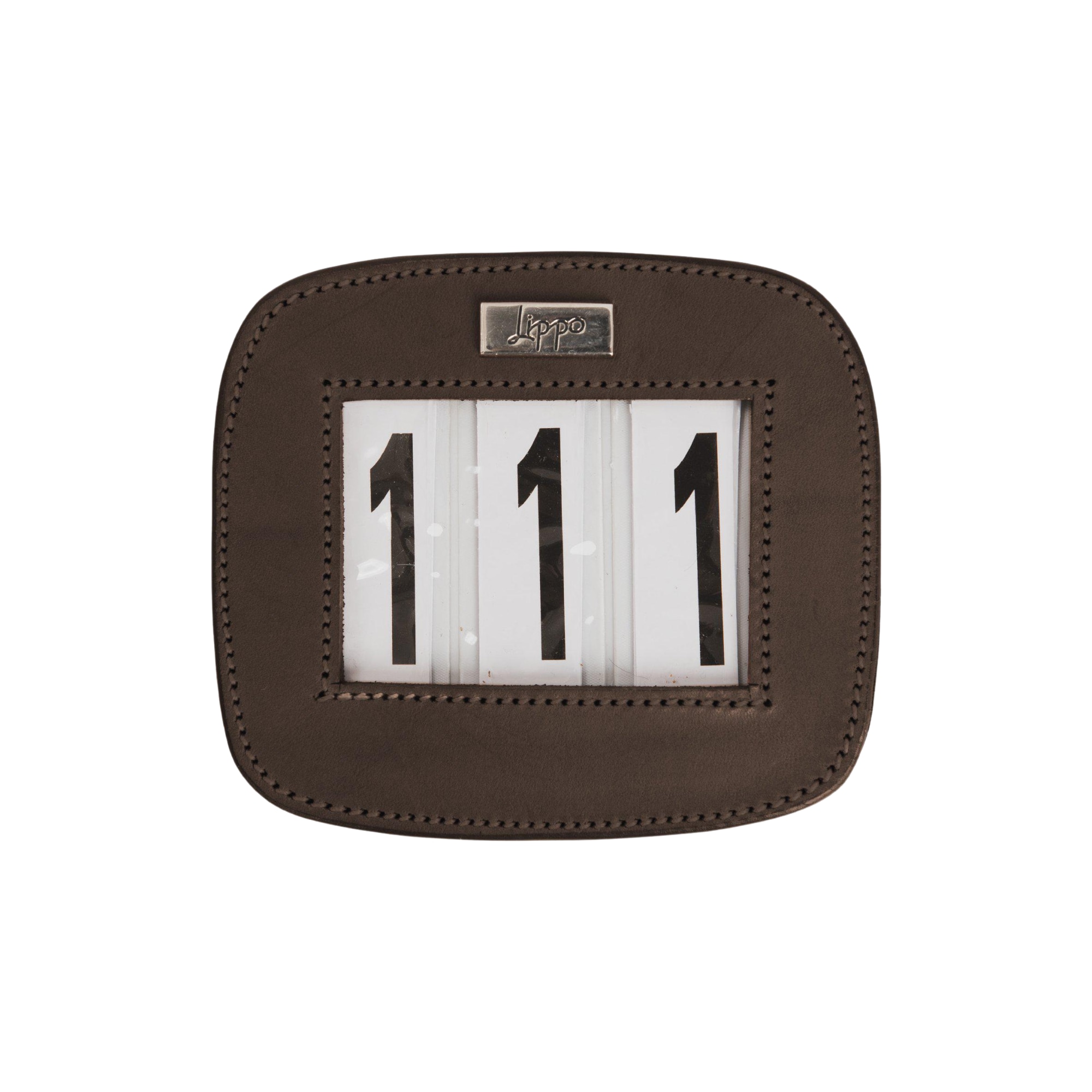 Number Holder Leather - Brown/Silver