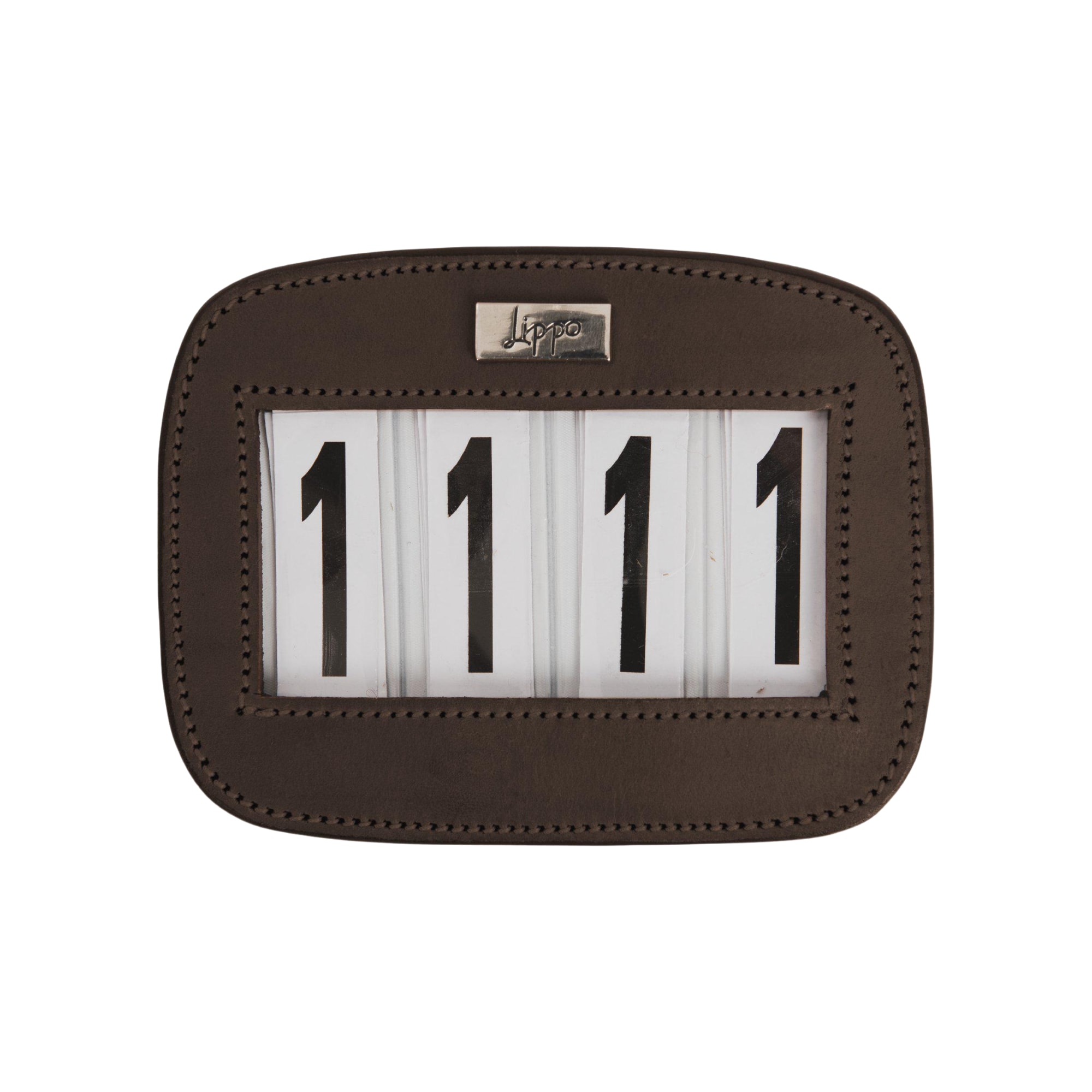 Number Holder Leather 4 Digits - Brown/Silver