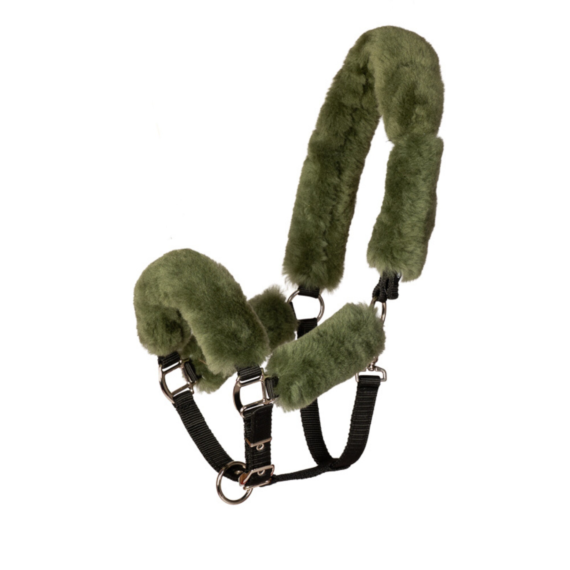 Sheepskin Halter- Black/Olive