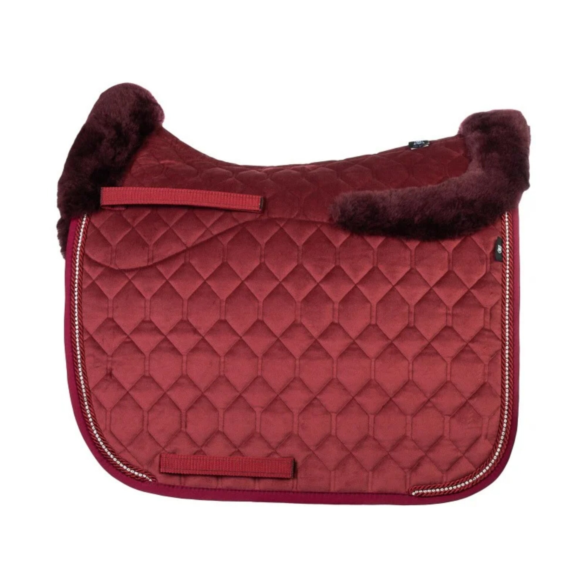 Sheepskin Saddle Pad Crystal Velvet - Ruby Red/Blueberry