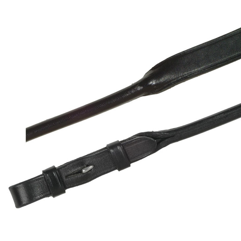 Round Sewn Weymouth Reins  16 mm - Black