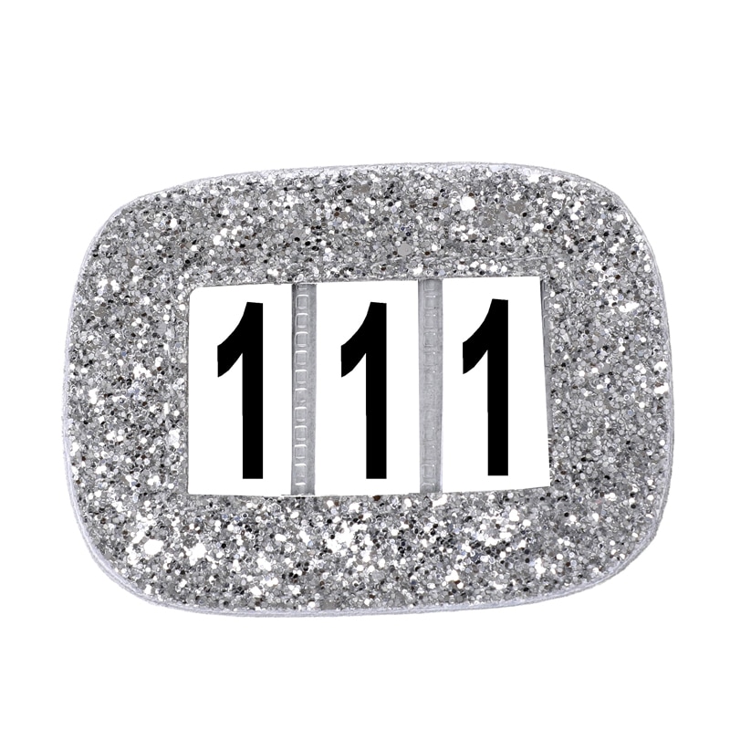 Competition number badge glitter - white