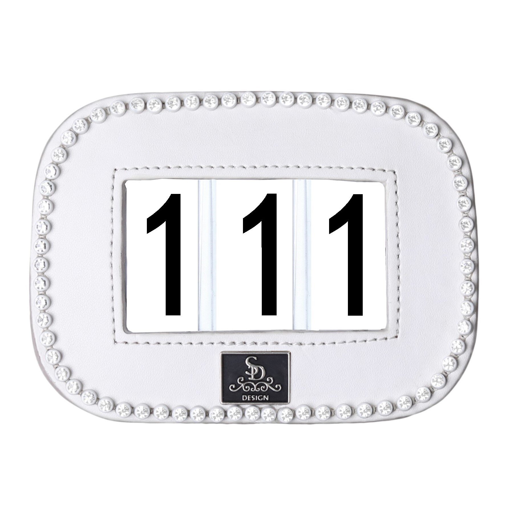Number holder with crystals - White