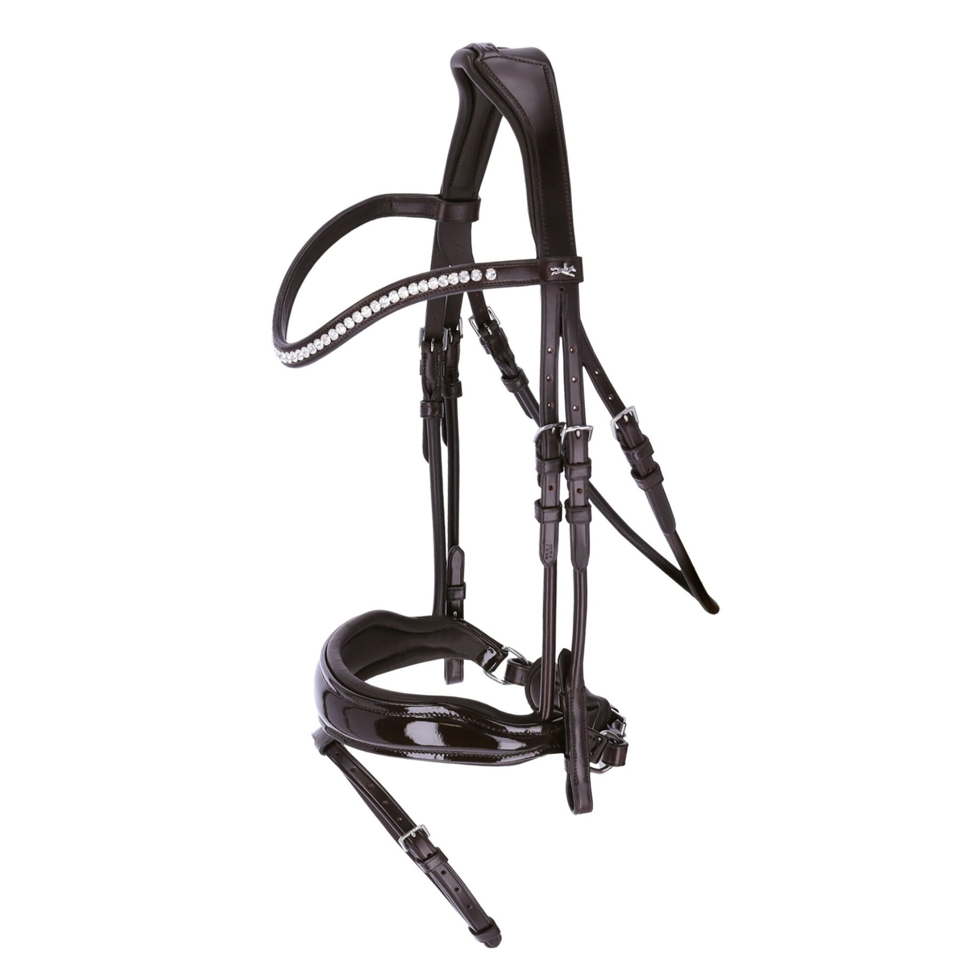 Malibu Rolled Bridle - Brown/Patent