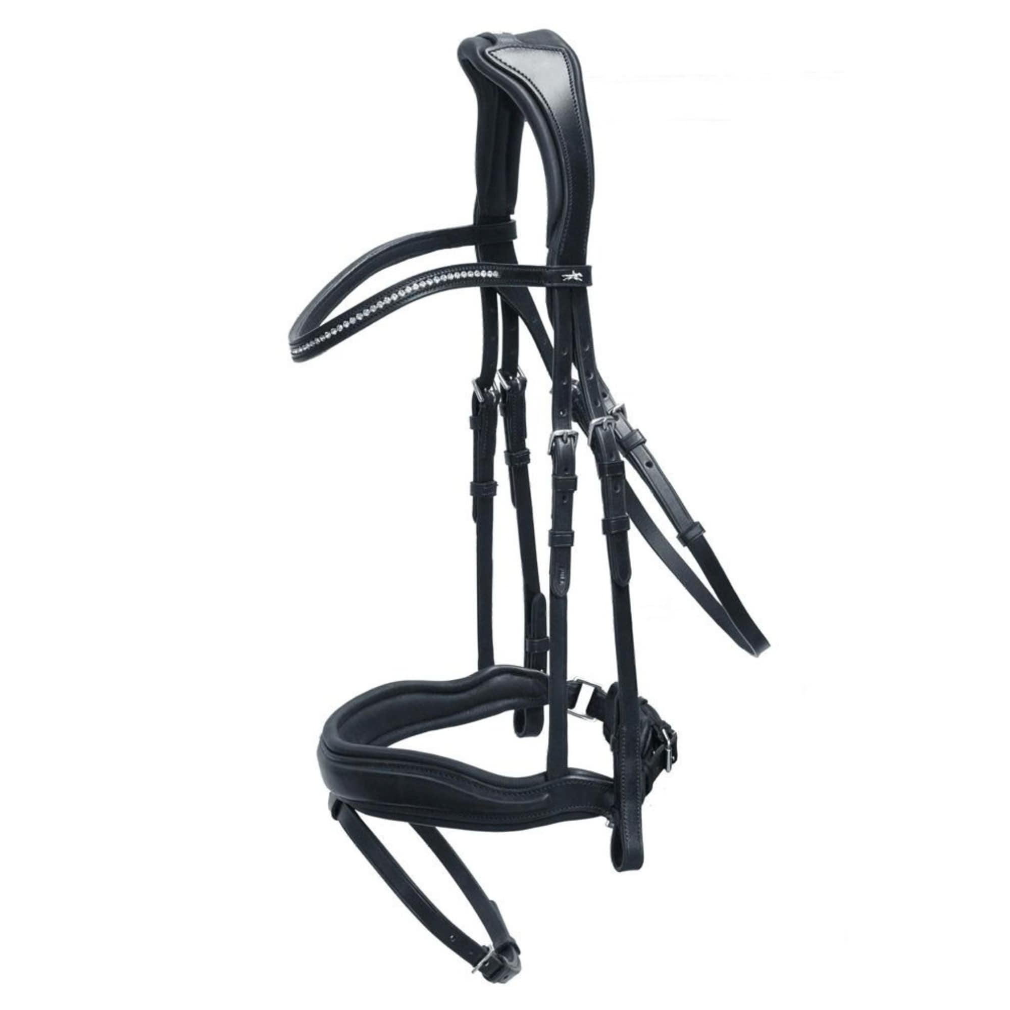 Svart dressyrträns Stanford med kristall pannband