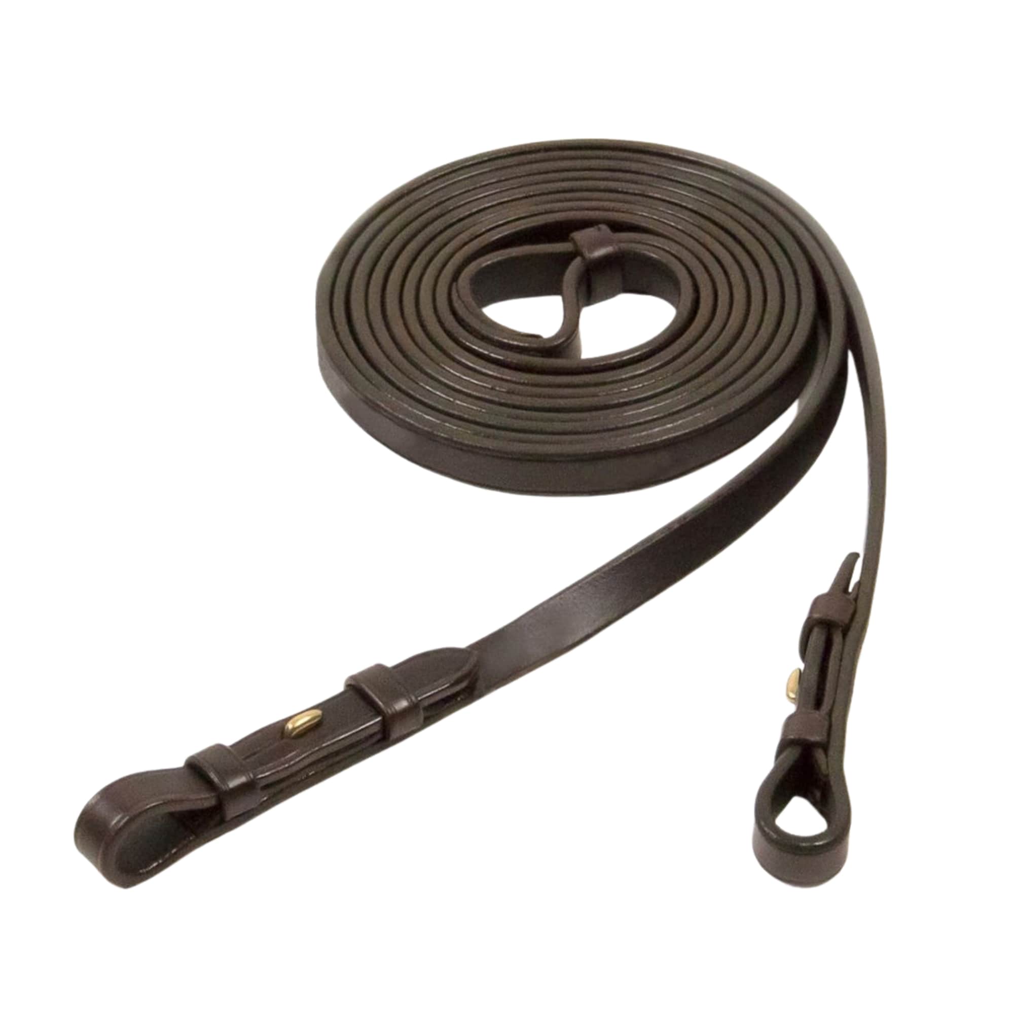 Flat Curb Reins - Espresso/Gold