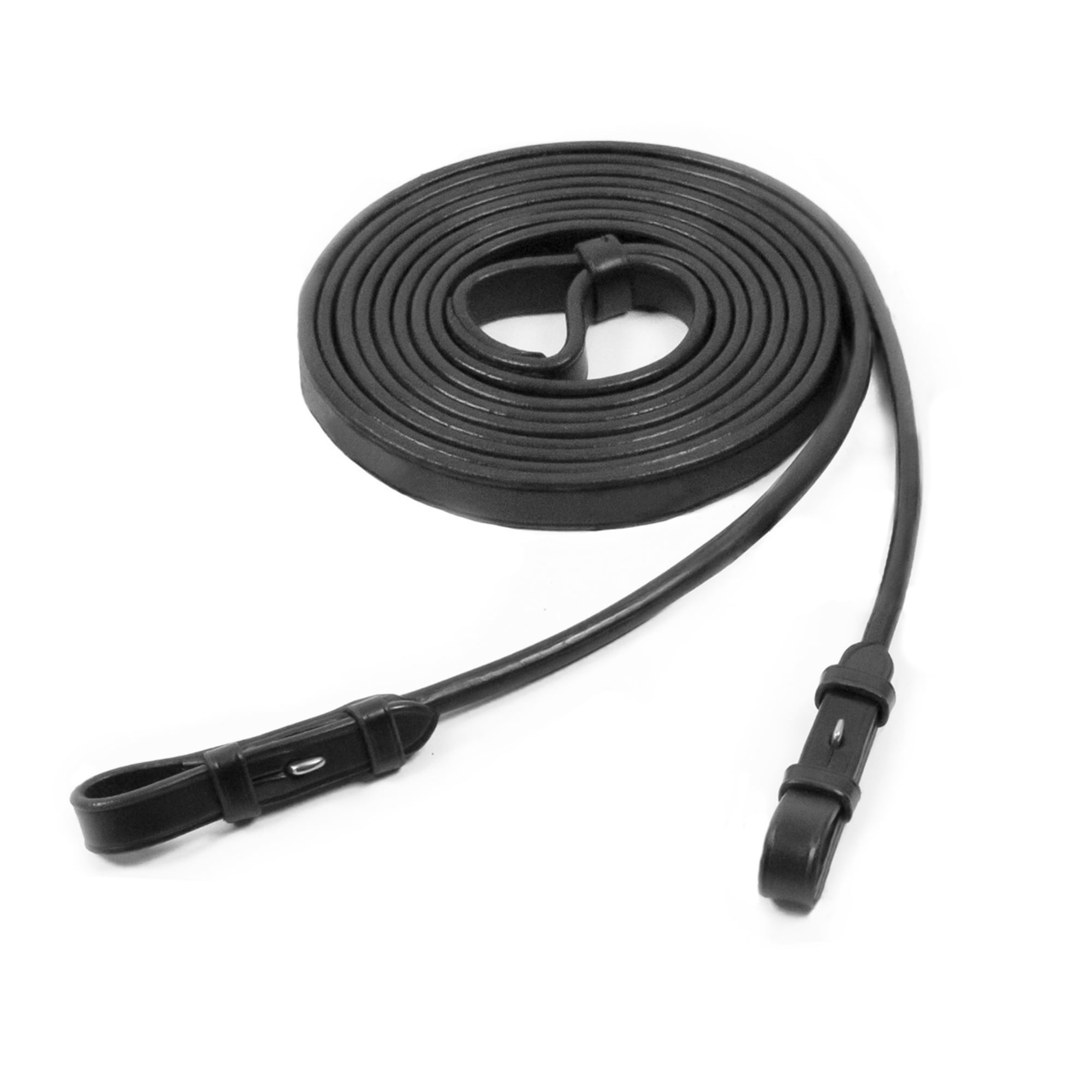 Rolled Curb Reins - Black/Silver