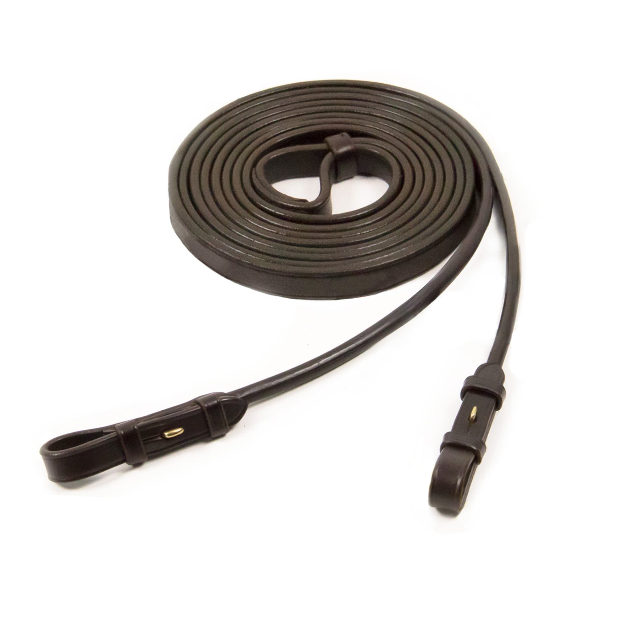 Rolled Curb Reins - Espresso/Gold